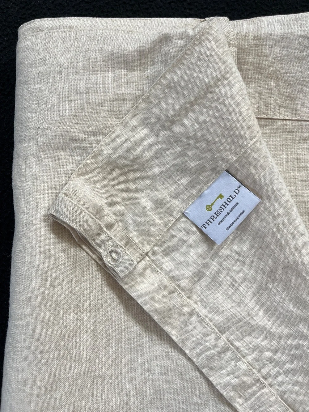 Threshold ALL LINEN Light Filtering Curtain Panel Natural Beige Flax 84